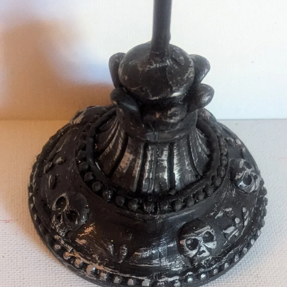 NWT Spooky Skull Top Hat Gentleman Bust on Stand Goth Valloween Steampunk Decor